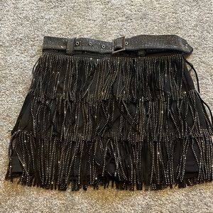 Eye Catcher Fringe Skort (Black)